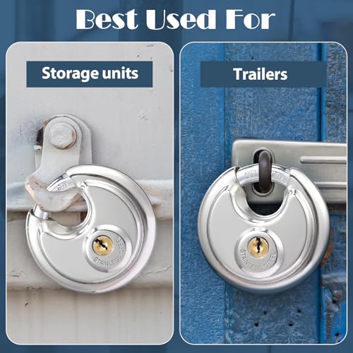 Moxweyeni 60 Pack Padlocks Alike Keyed, Stainless Steel Pad Locks with Same Key Disc 2-3/4 Inch Wide 3/8 Inch Diameter Shackle, Disc for Outdoor Use, Storage Unit, Sheds, Garages and Fence by Moxweyeni - Image 6