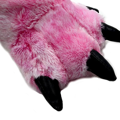 Millffy Funny Slippers Grizzly Bear Stuffed Animal Furry Claw Paw Slippers Toddlers, Kids & Adults Costume Footwear (X-Large - (Men's Size), Pink Tiger) #TOP3