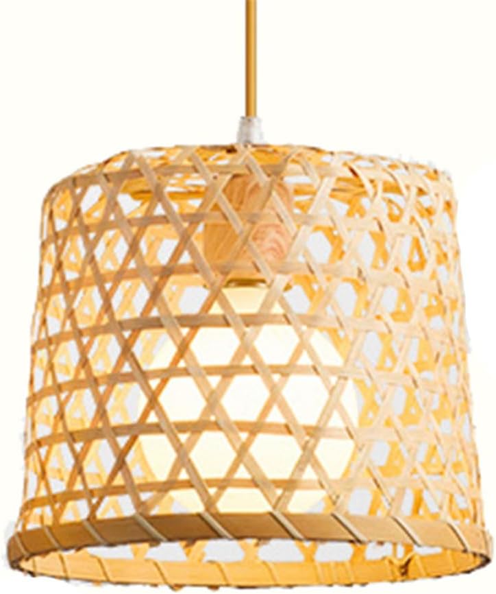 Rattan Wicker Light for Kitchen Island Round Droplight Japanese Style Home Decor Hanging Ceiling Light Dining Room Bedroom Minimalist Ceiling Mounted Lighting