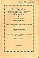 The Papers of the Bibliographical Society of America: Volume Sixty-One (61), No. 1, First Quarter, January-March, 1967 B0047WISUG Book Cover