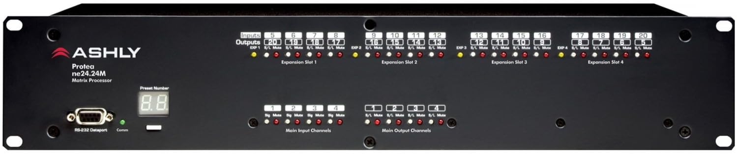 ne24.24M 12x12 Protea Series DSP Matrix Processor, 12 Input x 12 Output, 24-bit A/D–D/A Audio Resolution, 31 Preset Locations, 10/100 Ethernet & RS-232 Computer Interface Standard