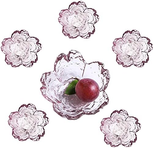 6 Pcs Glass Seasoning Dishes Small Sauce Bowls Sauce Plate Soy Sauce Dish Glass Cherry Blossom Bowl Snack Bowls for Housewarming Christmas Valentine's Day Mother's Day