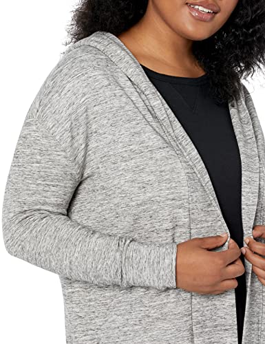 Daily Ritual Women's Terry Cotton And Modal Oversized Hoodie Cardigan Sweatshirt, Grey Heather, Space Dye, Medium #TOP2
