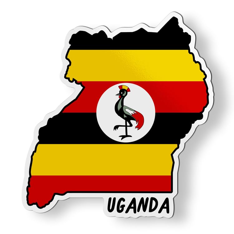 Uganda Map with Flag Magnet for Car Fridge Locker Metal Door - 4"