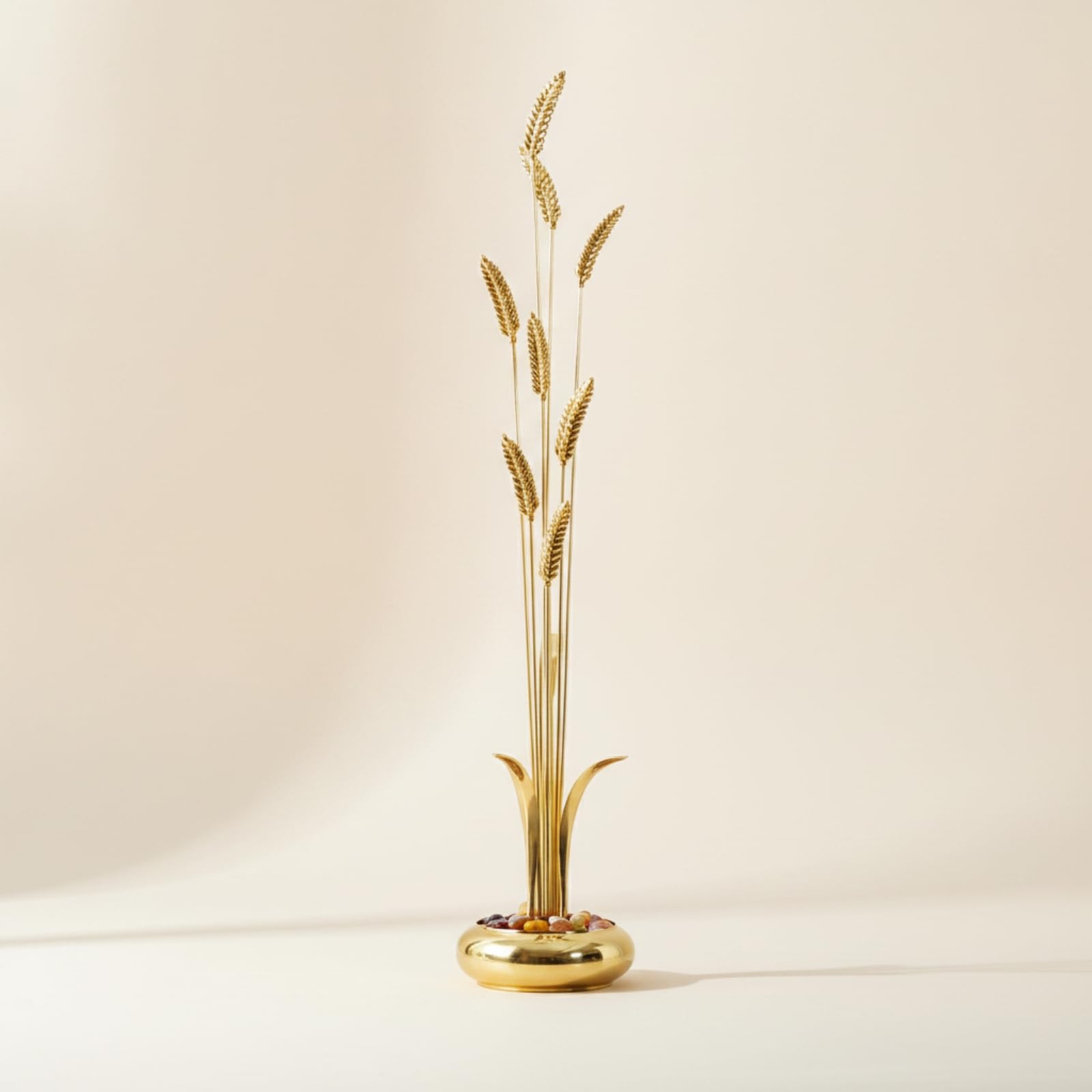 Adorno Varillas Doradas Tallos Dorados Elegante Figura corativa Latón Escultura Frutas para Entrada, 8-Tassel
