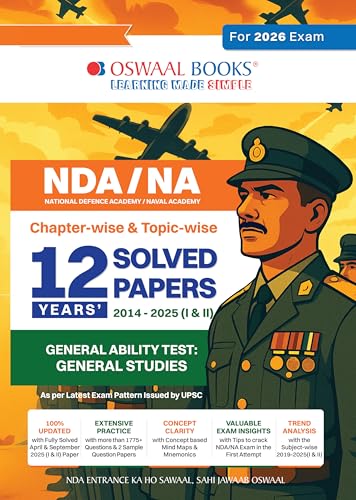 Image of Oswaal NDA-NA (NATIONAL DEFENCE ACADEMY /NAVAL ACADEMY) 12 Years' Chapter-wise & Topic-wise Solved Papers 2014-2025 (I & II) | General Ability Test: General Studies