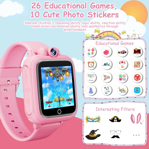 Miniatura 5 de Umblue Reloj Inteligente Niños, Smartwatch Niña 3 4 5 6 7 8 9 10 11 12 Años, Regalo Niña Con 14 Juegos, Cámara Giratoria De 90 , Despertador Y Hd Pantalla Táctil, Regalos Para Niños Y Niñas