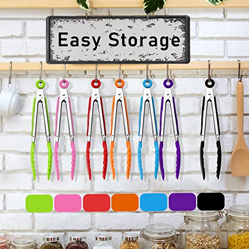 21 Pcs Kitchen Tongs 7 Inch Serving Tongs Stainless Steel Tongs For Cooking Food Tongs With Nylon Tips Heat Resistant Utensils For Bbq Grilling Salad Frying, 7 Colors #TOP2
