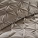 Madison Park Essentials Room in a Bag Faux Silk Comforter Set - Luxe Diamond Tufting All Season Bedding, Matching Curtains, Decorative Pillows, Taupe Queen(90