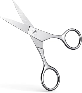 Small Scissors, Eyebrow Scissors, Nose Hair Scissors, Professional Grooming Scissors for Hair, Eyelashes, Nose, Eyebrow Trimming, Mustache. -AsonTao (Small scissors -Tip design)