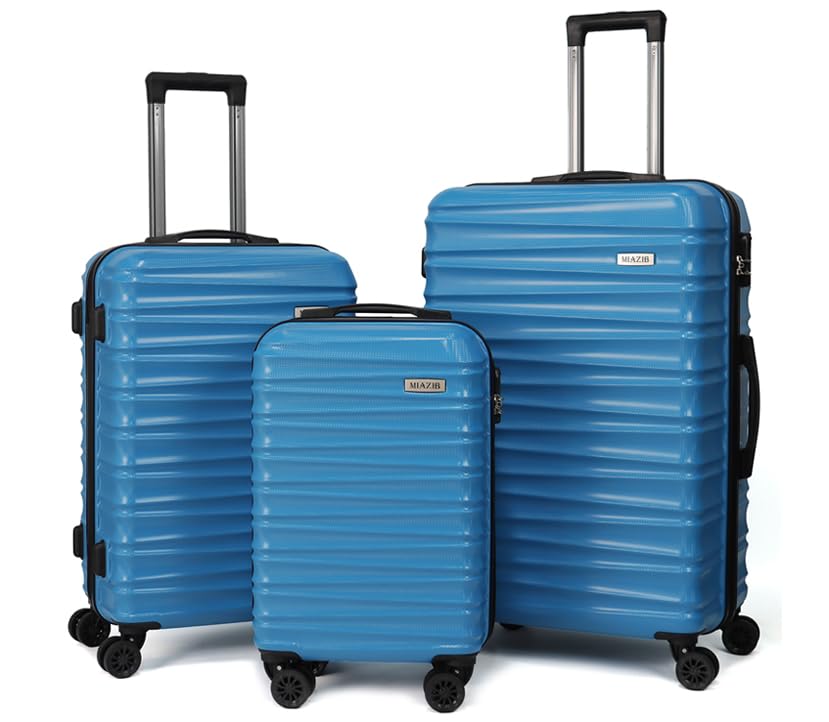 Luggage set Suitcase set hard Shell Luggage sets Suitcases with Wheels set 3 Piece Luggage sets with Spinner Wheels Family Luggage set blue Luggage set (Blue)