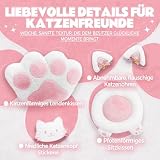 Dowinx Ergonomiczne krzesło gamingowe z podnóżkiem, kocie łapy, krzesło gamingowe z materiału, konstrukcja siedziska bez skrzydeł, regulowane krzesło dla graczy i krzesło PC, krzesło gamingowe, różowy