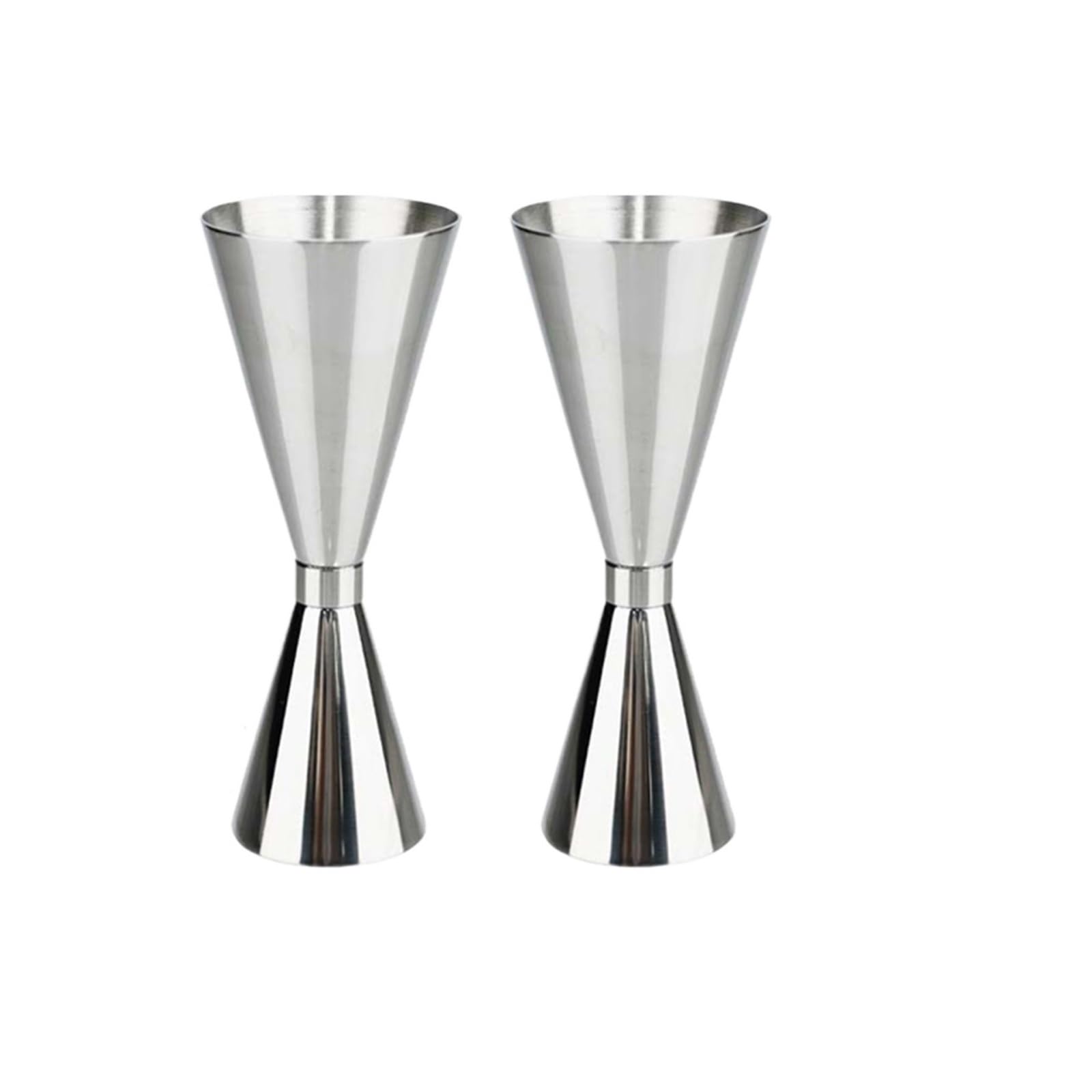 Medidor de cócteles Cone Taza medidora de acero inoxidable 304, 30/45/60/90ml, bebida cóctel, Jigger, vaso mixto, tazas medidoras líquidos(2PCS Silver Ring)
