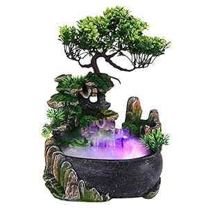 Ejoyous LED Zimmerbrunnen mit Pflanzen Wasserfall