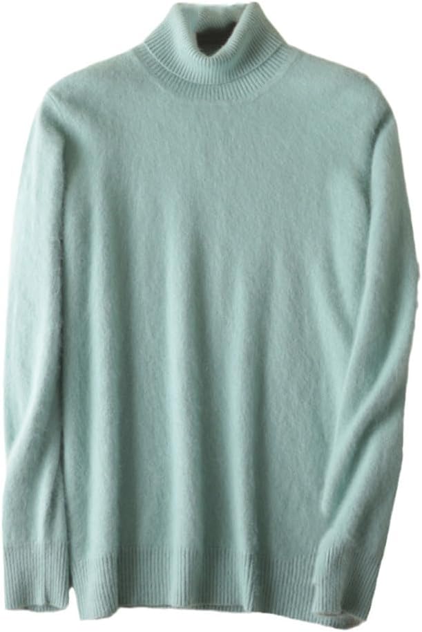 Men's Pure Mink Knitted Sweater Turtleneck Casual Pullover Autumn Winter Base Shirt Warm High Lapels Top