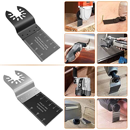 60 Pack Bi-Metal Multitool Blades, New Extra Long Oscillating Saw Blades Multi Tool Blades Kits Metal Wood Universal Quick Release Oscillating Tool Blades For Fein Multimaster, Dremel, Dewalt, Makita #TOP7
