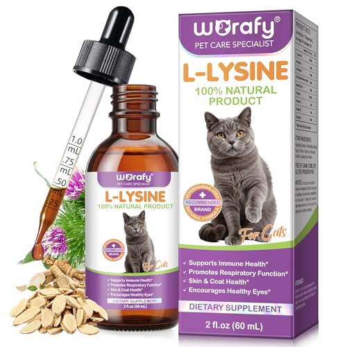 L-lysin Katze Tropfen - Lysin Katze für Immunsystem, Atemwege | L lysine Katzen Lindert Allergien und Niesen | L-lysin Katzen Vitamine und...