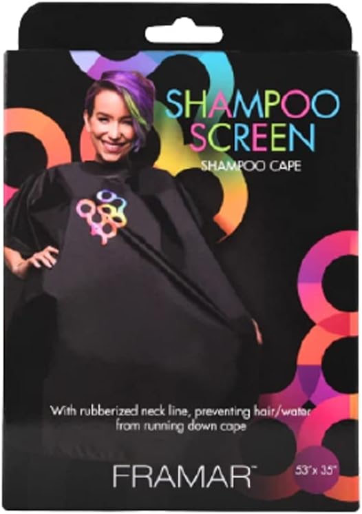 FRAMAR Barber Cape - Hair Cape with Snap Closure and Rubberized Collar, Haircut Cape, Salon Cape