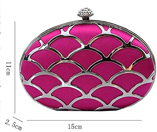RajoNN Damen-Abendhandtaschen, Metall-Hohlquasten, Clutch-Tasche, Banketttasche, diagonale Paket-Kettentasche (blau) (rosa)