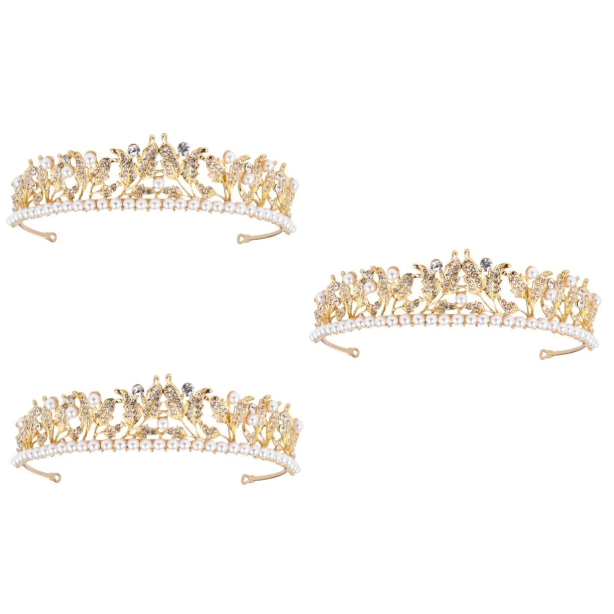 NOLITOY 3 Uds Hoja De Diamantes De Imitación Tiara Nupcial Tiara De Boda Diademas De Perlas Joyería Del Pelo Nupcial Para Las Mujeres Diadema De Boda Tocado De Boda Diadema De Diamantes