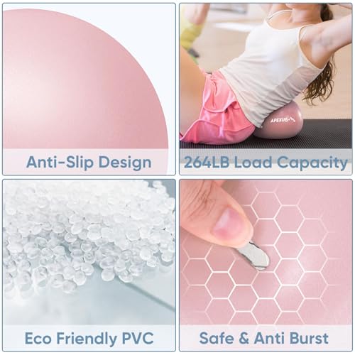 image for APEXUP 9 Inch Pilates Ball Small Exercise Ball for Yoga, Fitness, Bala