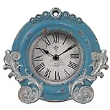 SOFE Small Clocks for Shelf, Blue Vintage Table Clock, Rustic Shabby Chic Wooden Clock with Stand, S