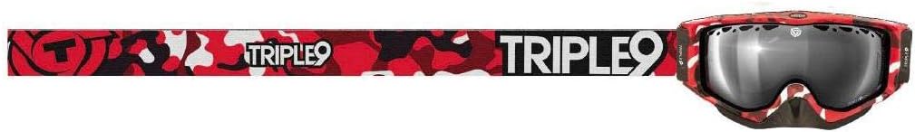 Triple 9 Optics Switch Snowmobile Goggles , Primary Color: Red, Distinct Name: Red Camo / Chrome/Rose Lens, Gend