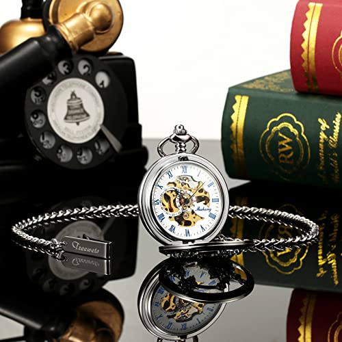 Reloj de bolsillo vintage con doble cubierta de renos labrados en plata 6