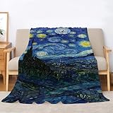 Generisch Kuscheldecke Flauschig Van Gogh Sternenhimmel Decke 135x200, Kunst Pflanzen Flanelldecke, Gemütliche Mikrofaser-Decken für Couch, Sofa, Schlafzimmer, Dekorativ