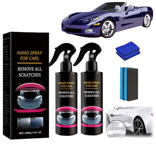 KXDEFE Car Nano Scratch Repair Spray, Car Scratch Removal Spray Nano Auto Repair Polish, Multifunctional Car Ceramic Spray, Car Cleaning Spray, Suitable for Various Vehicle Scratch Repair. (2pcs)