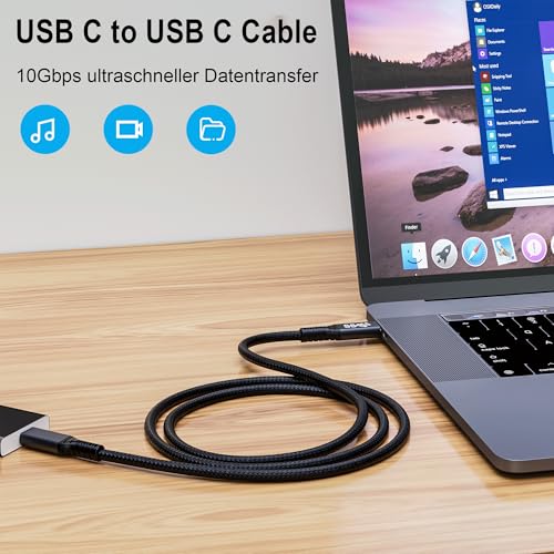 MOPOCHG 100W Short USB C to USB C Cable 3.3FT, USB C 3.1 Gen 2 Cable 10Gbps 4K Video High Speed Data Transfer Fast Charging Cord for iPhone 17 16 15 Series, MacBook, Samsung S25, Display Monitor by MOPOCHG - Image 2