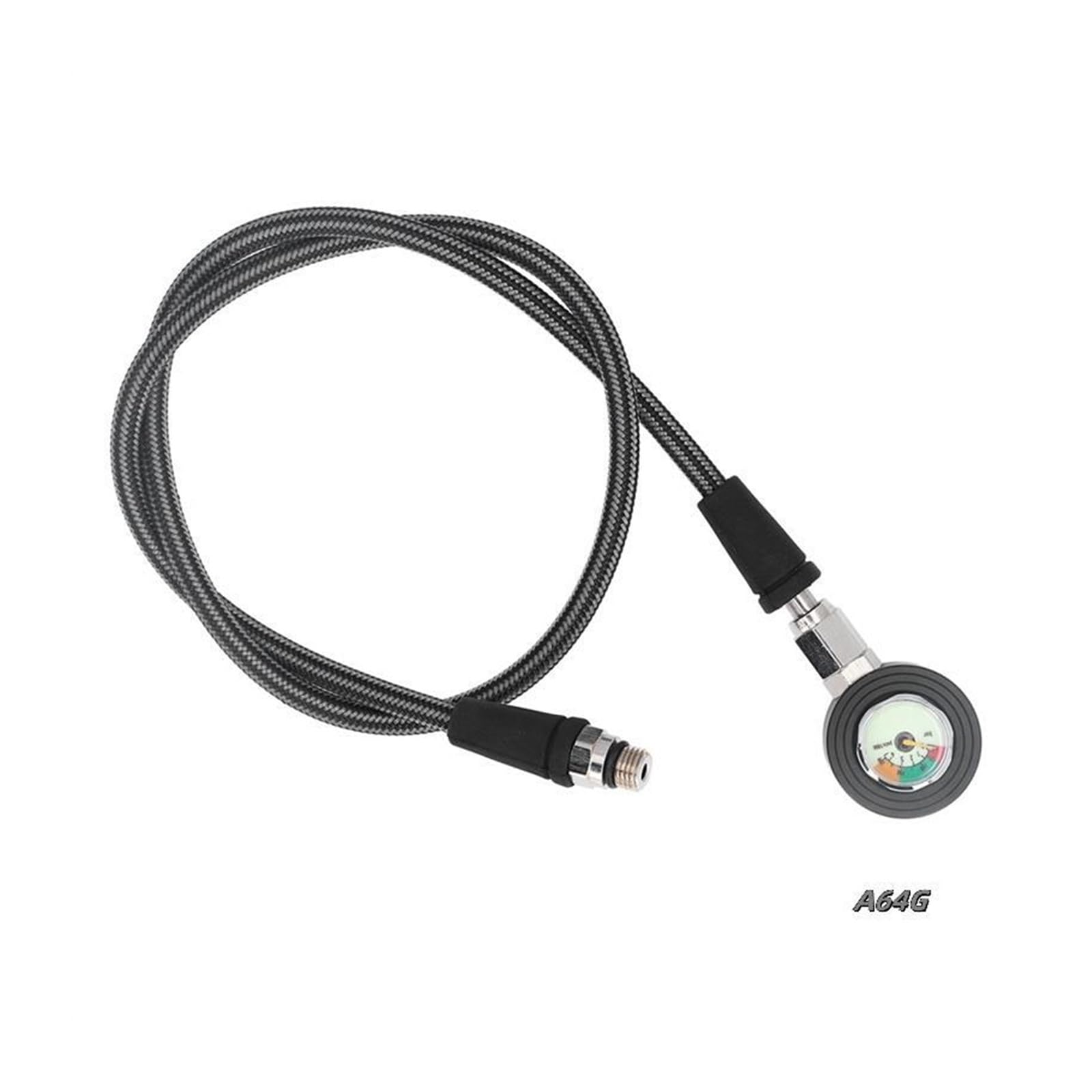 Genérico Manómetro de Buceo, manómetro Sumergible Luminoso con Manguera de Alta presión for regulador BCD(Black 80cm)