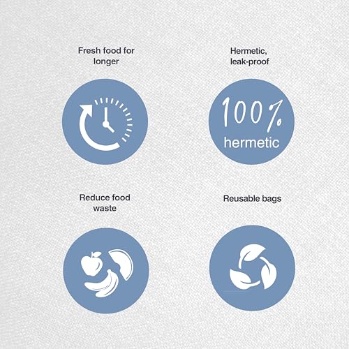 Lacor - 69695 - Vakuumbeutel für Lebensmittel, Smart, Spezialventil für Vakuum, Zip-Verschluss, Kennzeichnung, wiederverwendbar, gefrierschrank- und kühlgeeignet, BPA-frei, 10 Beutel, 20 x 23 cm