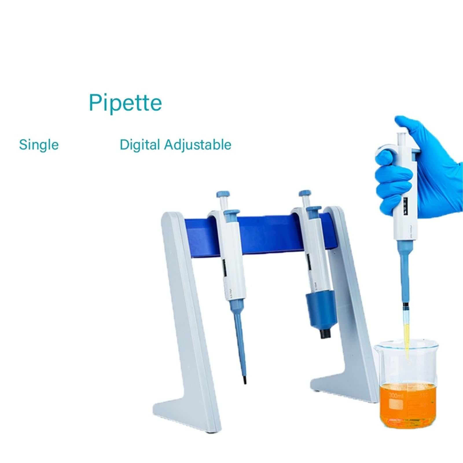 Pipetas monocanal con Volumen Ajustable y micropipeta calibrada de 0,2 a 2 ul de Capacidad de líquido: 2 ml, 10 ml y 200 ul.(1-10ml)
