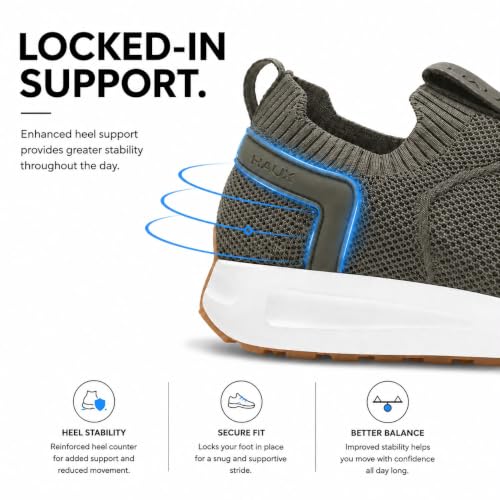 Image of HAUX Men's Slip-On Running Shoes | Lightweight Sports Sneakers with Memory Foam Cushioning | Walking, Gym, Jogging, Training | Ultra Comfort & Style