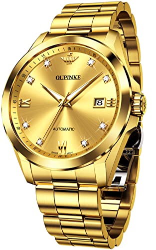 Oupinke Original Mechanical Watches For Men Gold Luxury Real Diamond Sapphire Crystal Roman Numerals Business Dress Style Wrist Watch #TOP21