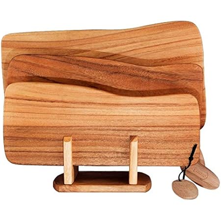 Wooden chopping board set with stand Clearance