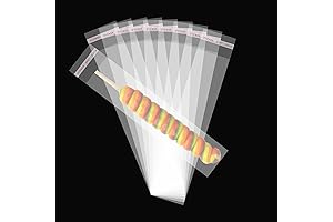 QINGZHE 100 Pcs Self Sealing Cellophane Bags for Long Pretzel Sticks