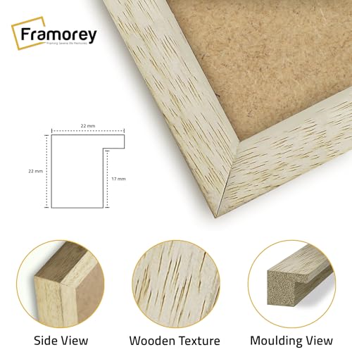 FRAMOREY A2 Picture Frame, A2 Frame 100% Solid Wood, 42 X 59.4 cm Certificate Frames for Portrait, Natural Wood Poster Frames for Wall Mounting, Photo Frame with Acrylic Glass