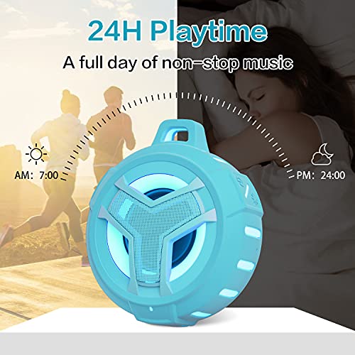 Image of EBODA Shower Speaker Bluetooth Waterproof Portable Teen Boy Girl Gift Ideas | IPX7 Wireless Small Speakers, 24H Playtime with RGB Light for Kids, Travel, Camping Gear, River Floating Essentials-Sky Blue