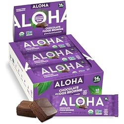 ALOHA Organic Plant-Based Protein Bars | Chocolate Fudge Brownie | Vegan, Gluten-Free, Paleo, Low-Carb, Non-GMO, Soy-Free, 12 Count