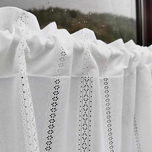 Cortinas transparentes tipo cenefa con bordado floral clásico para el hogar 4