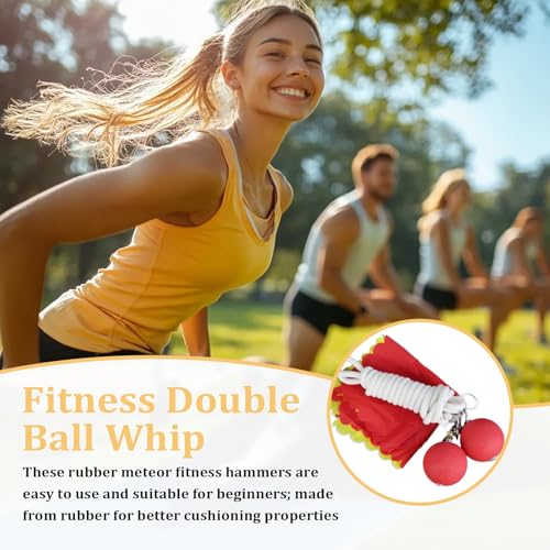 Xanadued Rope Dart Meteor Hammer, Rubber Throw Weight, Shoulder Reliever Ball Swing Exerciser Kit, Kung Fu Training Equipment (2 balls） - Thumbnail 4