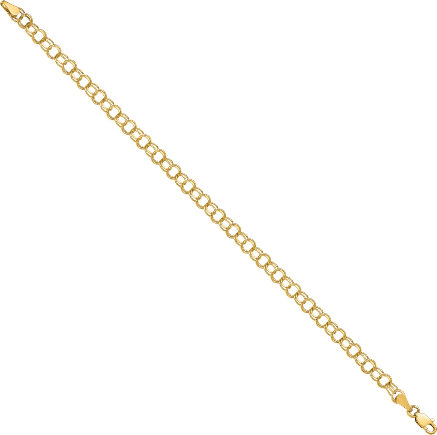 IceCarats 14K Solid Yellow Gold Vintage 4mm Thick Link Chain Double Charm Bracelet Polished