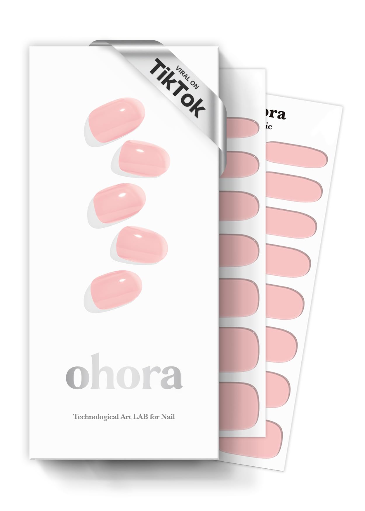ohora Semi Cured Gel Nail Strips (N Tint Baby) - Pink, Tint, Works with Any UV/LED Lamps, Salon-Quality, Long Lasting, Easy to Apply & Remove - Includes 2 Prep Pads, Nail File & Wooden Stick
