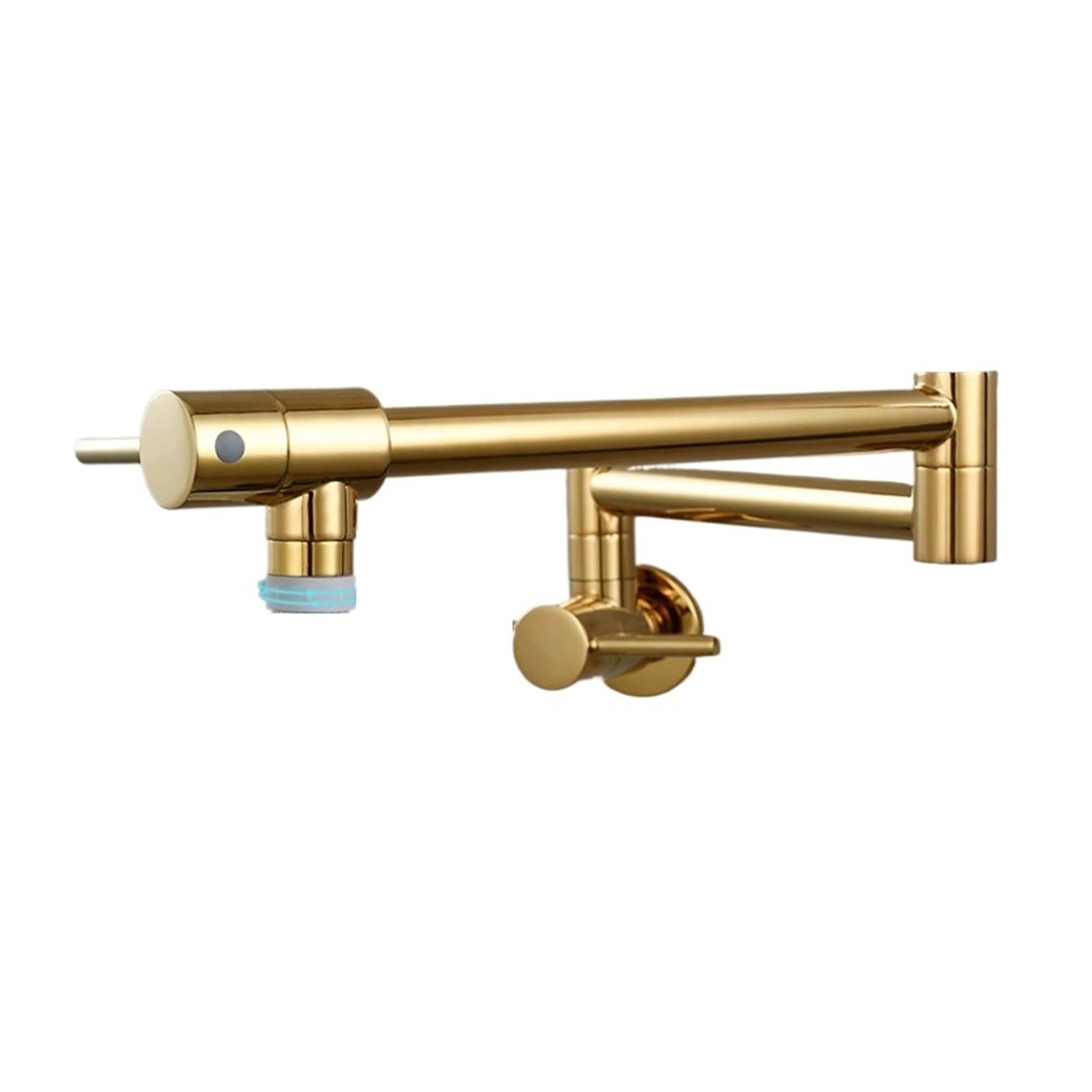 Grifos mezcladores para Fregadero Grifo de Cobre hervidor Cocina Plegable Pared un Solo Agua fría Boquilla giratoria la mayoría los escenarios (Dorado Brillante B)