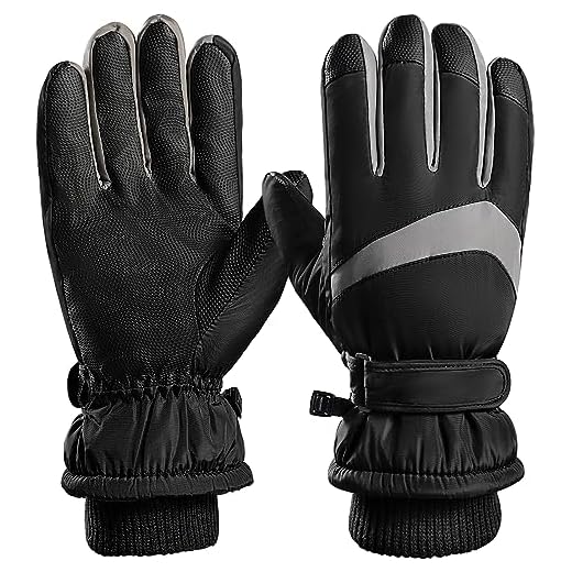 Trifabricy Winter Ski Gloves - Waterproof Windproof Gloves for Men & Women, Touchscreen Snow Gloves for Cold Weather, Thermal Warm Gloves for Skiing Snowbarding Driving, Black