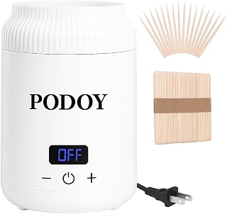 PODOY Mini Wax Warmer - Switchable Display, Portable for Hair Removal with 100 Wax Sticks, Non-Stick Waxing Kit for Women's Face and Body, Professional Melter Machine