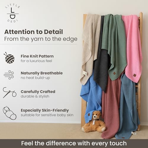 Image of Soft Knit Baby Blanket 30x40 in, Light Grey - Oeko-Tex Certified, Breathable Swaddle & Receiving Blanket for Newborns, Crib & Stroller, Machine Washable
