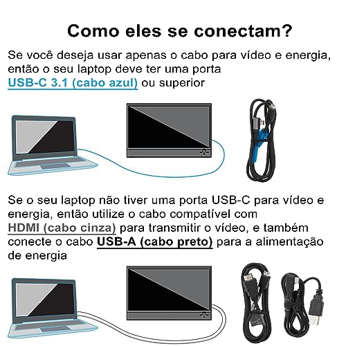 11.6” Monitor Portatil Para Notebook FHD IPS Extensor De Tela De Laptop Monitor De Computador Plug A